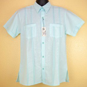 MaryCoco Textiles Mint Green Linen Guayabera (M)